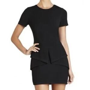 BCBG MaxAzria Womens Madalyn Mini Dress Polyester Rayon Stretch Black Size 2